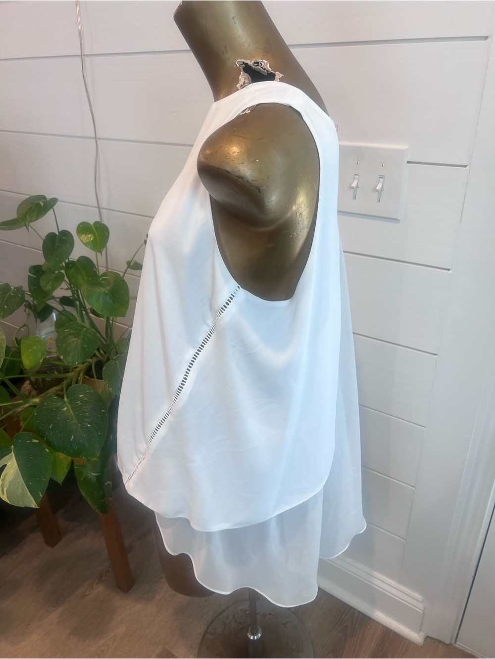 Women’s White Layered Swim Cover-Up Tank